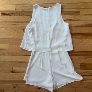 White Sleeveless Top and Shorts Set
